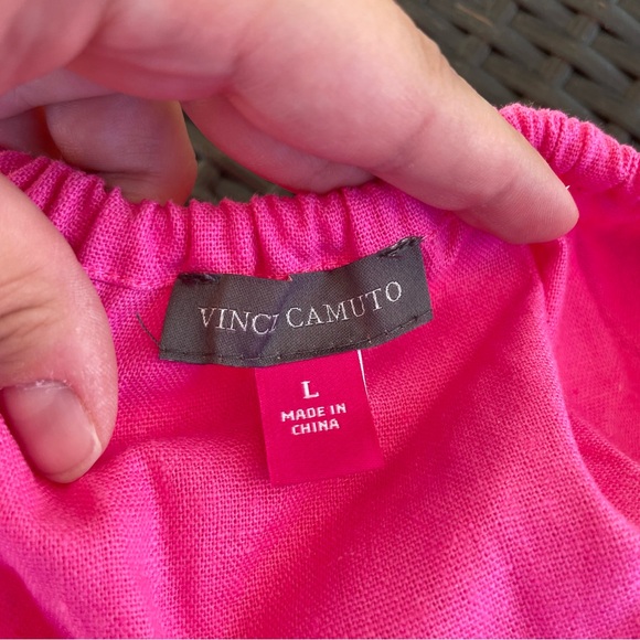 Vince Camuto Linen Off The Shoulder Bubble Sleeve Tie Front Blouse Size XL - Picture 8 of 11